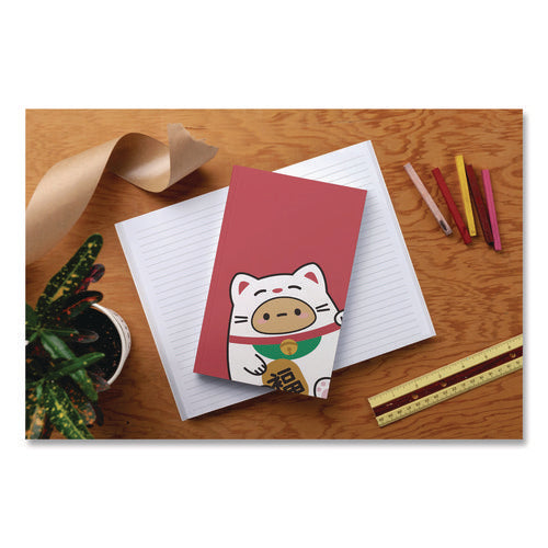 Smoko Tayto Lucky Cat Layflat Notebook, 1 Subject, Medium/college Rule, Red/white/brown Cover, (72) 8 X 5 Sheets