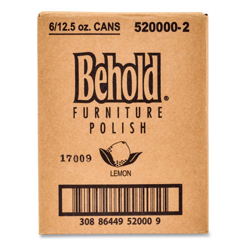 Behold Furniture Polish, Lemon, 12.5 Oz Aerosol Spray, 6/carton