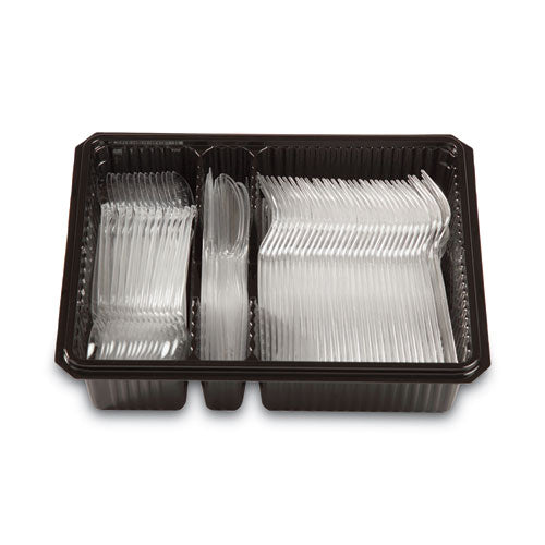 Combo Pack, Tray With Clear Plastic Utensils, 90 Forks, 30 Knives, 60 Spoons