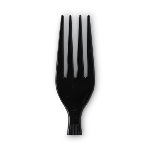 Individually Wrapped Heavyweight Forks, Polystyrene, Black, 1,000/carton