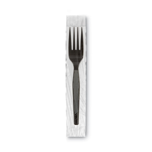 Grab'n Go Wrapped Cutlery, Forks, Black, 90/box