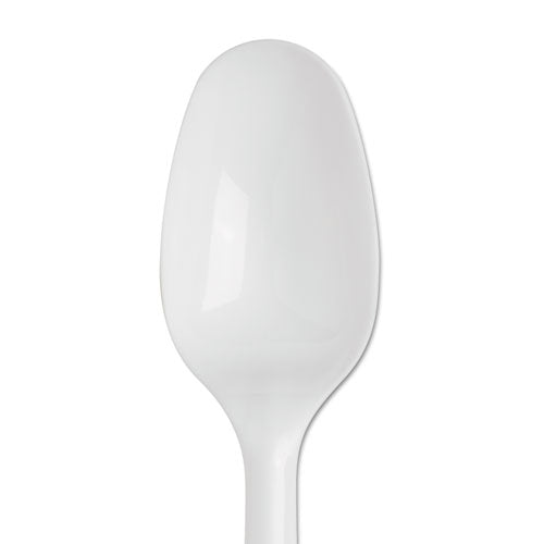 Smartstock Plastic Cutlery Refill, Teaspoon, 5.5", Series-b Mediumweight, White, 40/pack, 24 Packs/carton