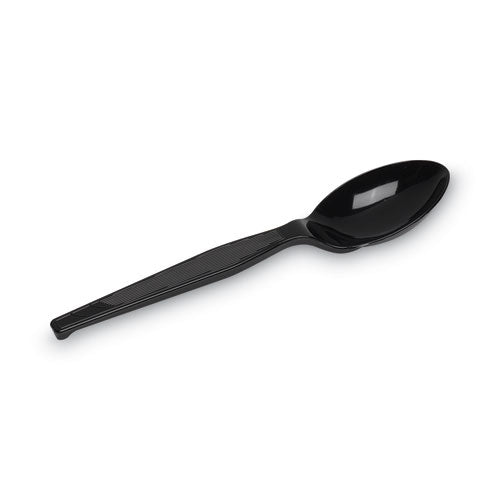 Plastic Cutlery, Heavy Mediumweight Teaspoons, Black, 1,000/carton