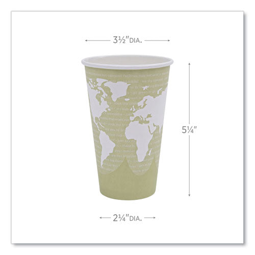 World Art Renewable And Compostable Hot Cups, 16 Oz, Moss, 50/pack