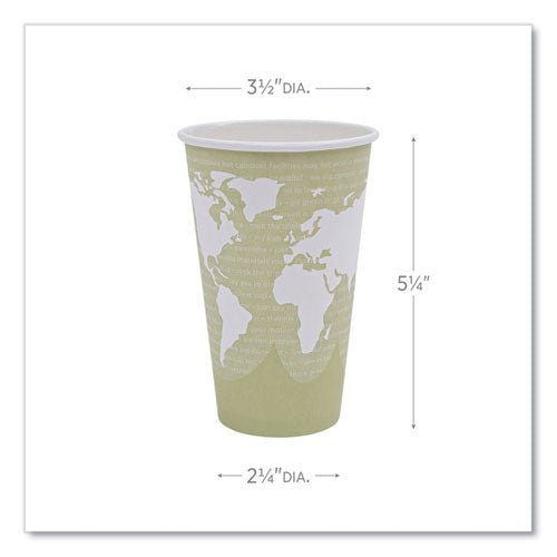 World Art Renewable And Compostable Hot Cups, 16 Oz, Tan, 50/pack, 20 Packs/carton