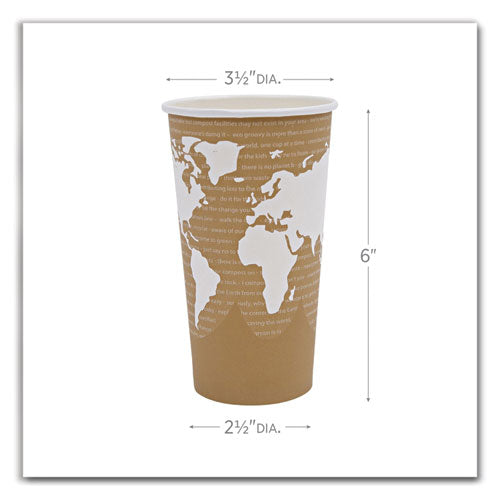 World Art Renewable And Compostable Hot Cups, 20 Oz, Brown/white, 50/pack, 20 Packs/carton