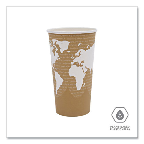 World Art Renewable And Compostable Hot Cups, 20 Oz, Brown/white, 50/pack, 20 Packs/carton