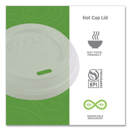 Ecolid Renewable/compostable Hot Cup Lids, Pla, Fits 8 Oz Hot Cups, 50/packs, 16 Packs/carton