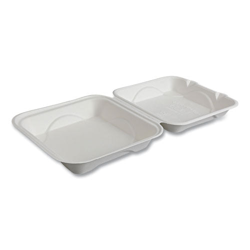 Vanguard Renewable And Compostable Sugarcane Clamshells, 1-compartment, 9 X 9 X 3, White, 200/carton