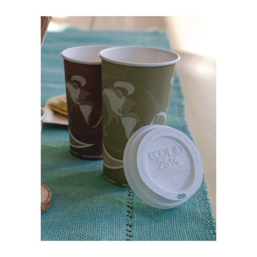 Ecolid 25% Recycled Content Hot Cup Lid, White, Fits 10 Oz To 20 Oz Cups, 100/pack, 10 Packs/carton