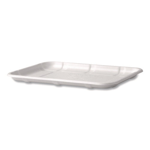 Meat And Produce Food Trays, 8.5 X 6.2 X 0.5, White, Sugarcane Fiber, 400/carton