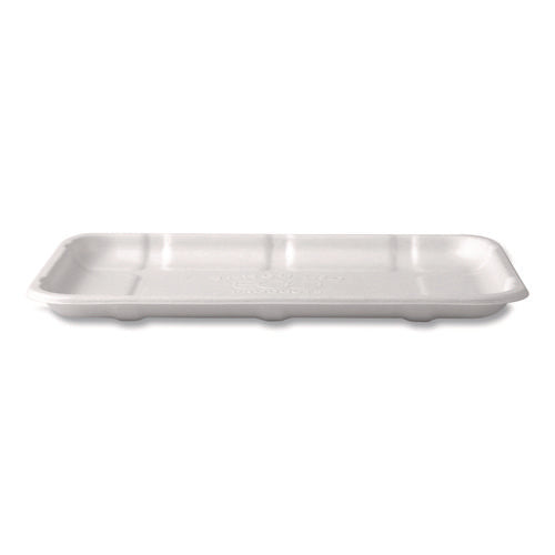 Meat And Produce Food Trays, 8.5 X 6.2 X 0.5, White, Sugarcane Fiber, 400/carton