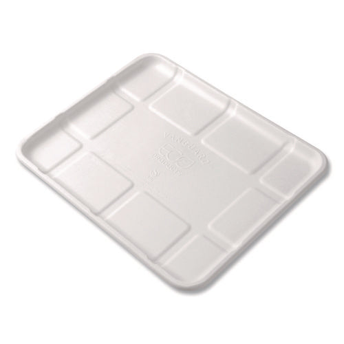 Meat And Produce Food Trays, 10.52 X 8.5 X 0.5, White, Sugarcane Fiber, 300/carton