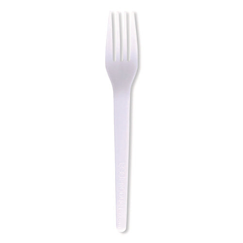 Plantware Cpla Cutlery, Fork, White, 1,000/carton