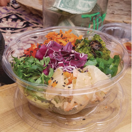 Renewable And Compostable Salad Bowls With Lids, 32 Oz, Clear, Plastic, 50/pack, 3 Packs/carton