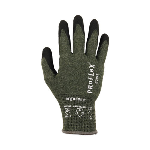 Proflex 7042 Ansi A4 Nitrile-coated Cr Gloves, Green, Large, 12 Pairs/pack