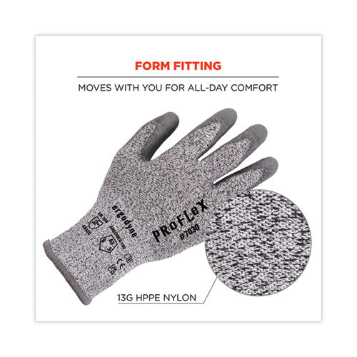 Proflex 7030 Ansi A3 Pu Coated Cr Gloves, Gray, Small, 12 Pairs/pack