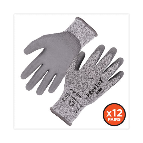 Proflex 7030 Ansi A3 Pu Coated Cr Gloves, Gray, Small, 12 Pairs/pack