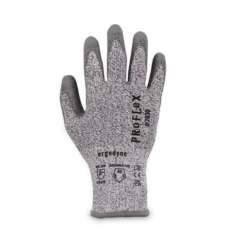 Proflex 7030 Ansi A3 Pu Coated Cr Gloves, Gray, Large, Pair