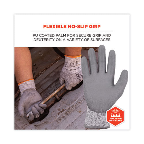 Proflex 7030 Ansi A3 Pu Coated Cr Gloves, Gray, Large, Pair