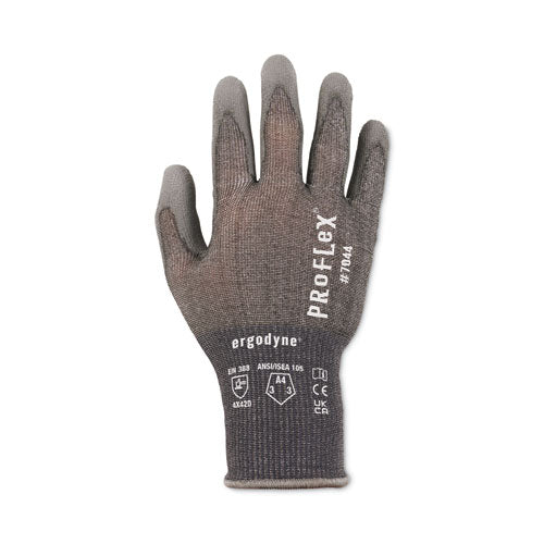 Proflex 7044 Ansi A4 Pu Coated Cr Gloves, Gray, Small, 12 Pairs/pack