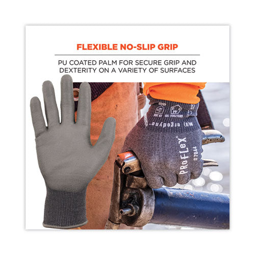 Proflex 7044 Ansi A4 Pu Coated Cr Gloves, Gray, Small, 12 Pairs/pack