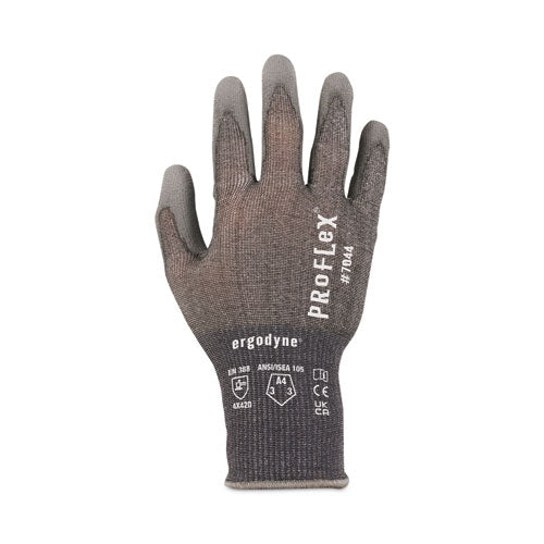 Proflex 7044 Ansi A4 Pu Coated Cr Gloves, Gray, Large, Pair