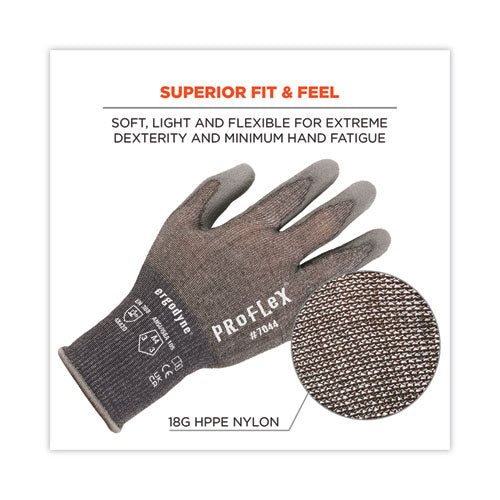 Proflex 7044 Ansi A4 Pu Coated Cr Gloves, Gray, Large, Pair