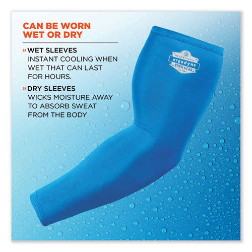 Chill-its 6690 Performance Knit Cooling Arm Sleeve, Polyester/spandex, Medium, Blue, 2 Sleeves