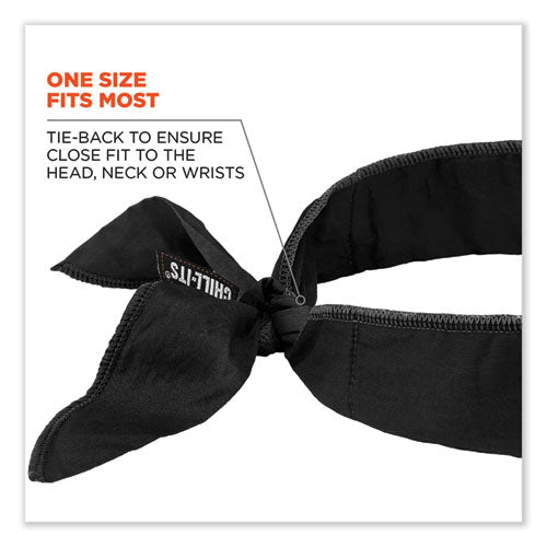 Chill-its 6702 Cooling Embedded Polymers Tie Bandana, One Size Fits Most, Black