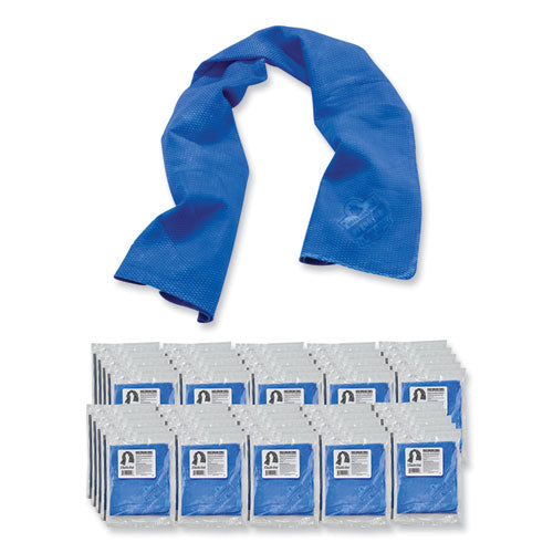 Chill-its 6602 Evaporative Pva Cooling Towel, 29.5 X 13, One Size Fits Most, Pva, Blue, 50/pack