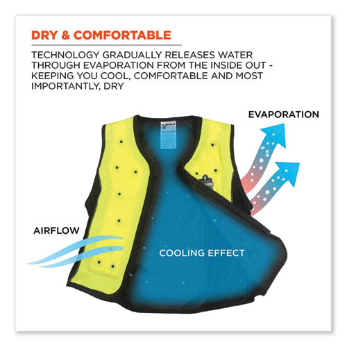 Chill-its 6685 Premium Dry Evaporative Cooling Vest With Zipper, Nylon, 2x-large, Lime