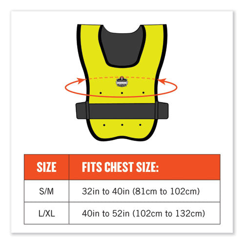 Chill-its 6687 Economy Dry Evaporative Cooling Elastic Waist Vest, Nylon, Large/x-large, Lime