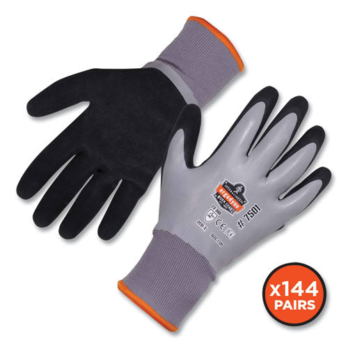 Proflex 7501-case Coated Waterproof Winter Gloves, Gray, Medium, 144 Pairs/carton