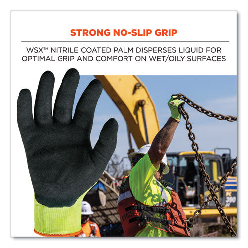 Proflex 7021 Hi-vis Nitrile-coated Cr Gloves, Lime, X-large, Pair