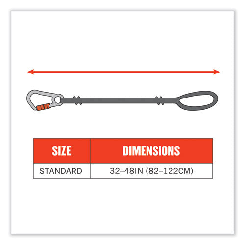 Squids 3105 Tool Lanyard With Aluminum Carabiner + Cinch-loop, 15 Lb Max Working Capacity, 32" To 48" Long, Black