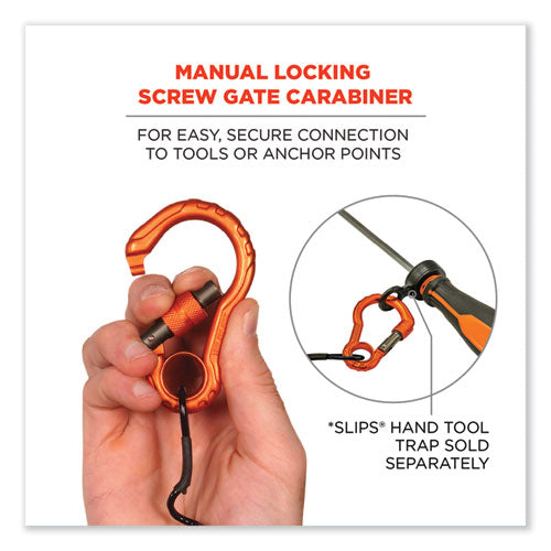 Squids 3156 Coiled Tool Lanyard With Carabiner, 2 Lb Max Work Capacity, 12" To 48", Black/orange