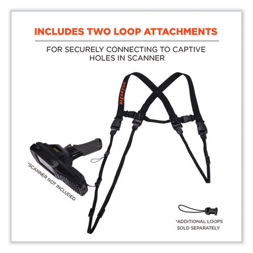 Squids 3132 Barcode Scanner Lanyard Harness, Large: 20" Arm Strap, 43" Long Lanyard Strap, Black