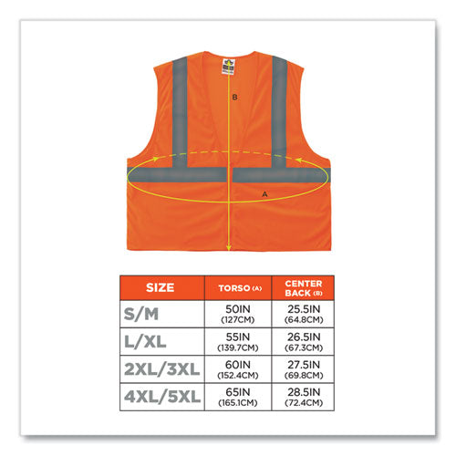 Glowear 8205z Class 2 Super Economy Mesh Vest, Polyester, Orange, 4x-large/5x-large