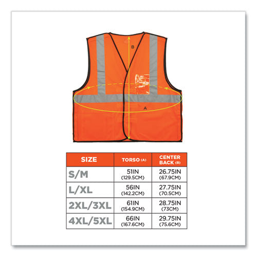 Glowear 8216ba Class 2 Breakaway Mesh Id Holder Vest, Polyester, 4x-large/5x-large, Orange