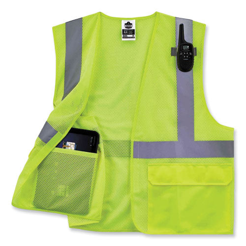 Glowear 8220hl Class 2 Standard Mesh Hook And Loop Vest, Polyester, 2x-large/3x-large, Lime