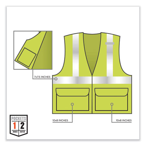 Glowear 8220hl Class 2 Standard Mesh Hook And Loop Vest, Polyester, 4x-large/5x-large, Lime