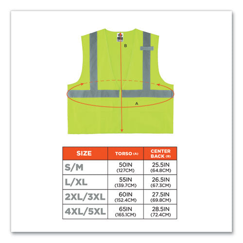 Glowear 8225z Class 2 Standard Solid Vest, Polyester, Lime, Large/x-large