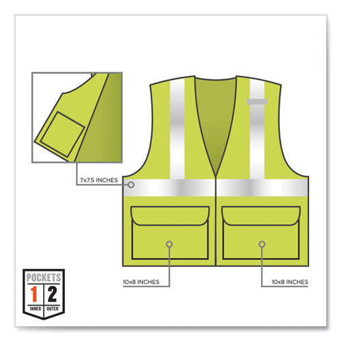 Glowear 8225z Class 2 Standard Solid Vest, Polyester, Lime, 4x-large/5x-large