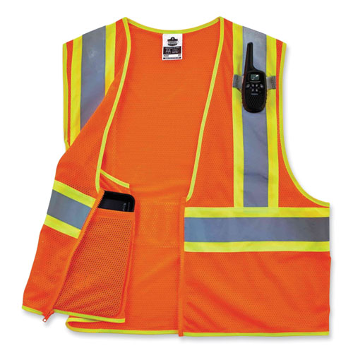 Glowear 8229z Class 2 Economy Two-tone Zipper Vest, Polyester, 2x-large/3x-large, Orange