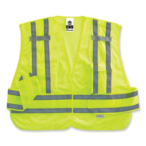 Glowear 8244psv Class 2 Expandable Public Safety Hook And Loop Vest, Polyester, Medium/large, Lime