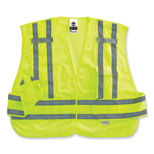 Glowear 8244psv Class 2 Expandable Public Safety Hook And Loop Vest, Polyester, 3x-large Plus, Lime