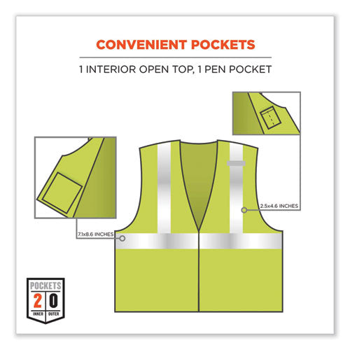 Glowear 8260frhl Class 2 Fr Safety Hook And Loop Vest, Modacrylic/kevlar, Small/medium, Lime