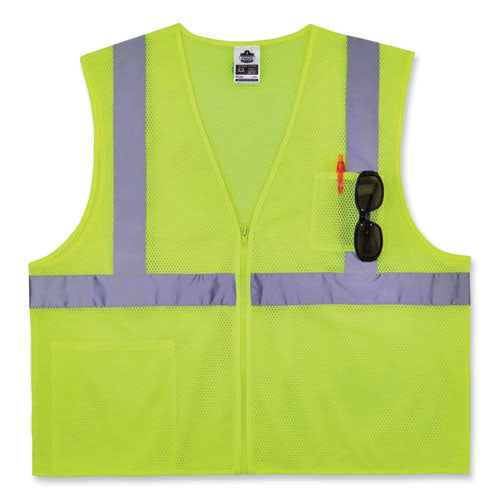 Glowear 8256z Class 2 Self-extinguishing Zipper Vest, Polyester, 2x-large/3x-large, Lime