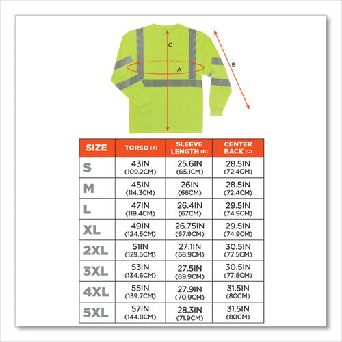 Glowear 8391 Class 3 Hi-vis Long Sleeve Shirt, Polyester, Lime, Small